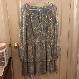 LC Lauren Conrad Blue Mini Peasant Dress